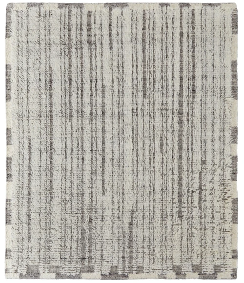 Feizy Ashby Casual Stripes, Ivory/Gray, 9' x 9' Round Rug