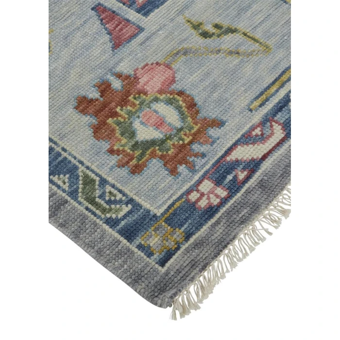 Feizy Karina Hand-Knotted Botanical Area Rug, Cool Gray/Blue, 9ft-6in x 13ft-6in