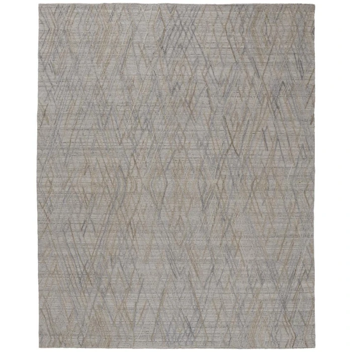 Feizy Elias Abstract Diamond Rug, High/Low, Silver Gray/Blue, 10ft x 14ft Area Rug