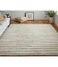 Feizy Ashby Scandinavian Stripes, White/Tan, 2' x 3' Area Rug