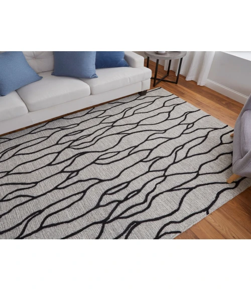 Feizy Enzo Casual Abstract, Ivory/Black/Taupe, 12' x 15' Area Rug