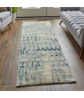 Feizy Palomar Hand-Knot Abstract Area Rug, Light Beige/Denim Blue, 2x6in x 8ft