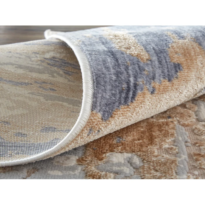 Feizy Laina Industrial Abstract, Tan/Orange/Ivory, 3' x 12' Runner