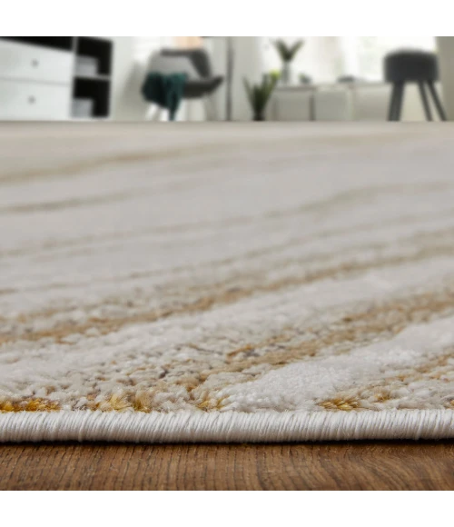 Feizy Aura Industrial Abstract, Ivory/Taupe/Gold, 1'-8" x 2'-10" Accent Rug