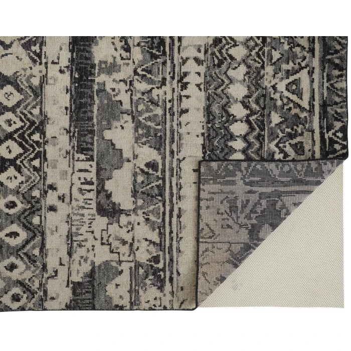 Feizy Palomar Luxe Hand-Knot Area Rug, Charcoal Gray/Light Beige, 5x6in x 8x6in