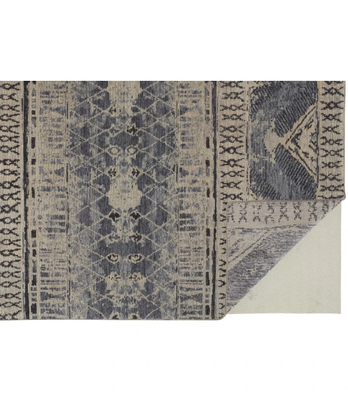 Feizy Palomar Luxe Hand-Knot Abstract Area Rug, Denim Blue, 7x9in x 9x9in