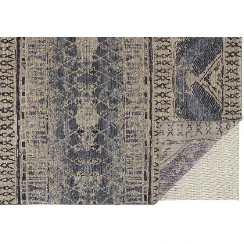 Feizy Palomar Luxe Hand-Knot Abstract Area Rug, Denim Blue, 7x9in x 9x9in