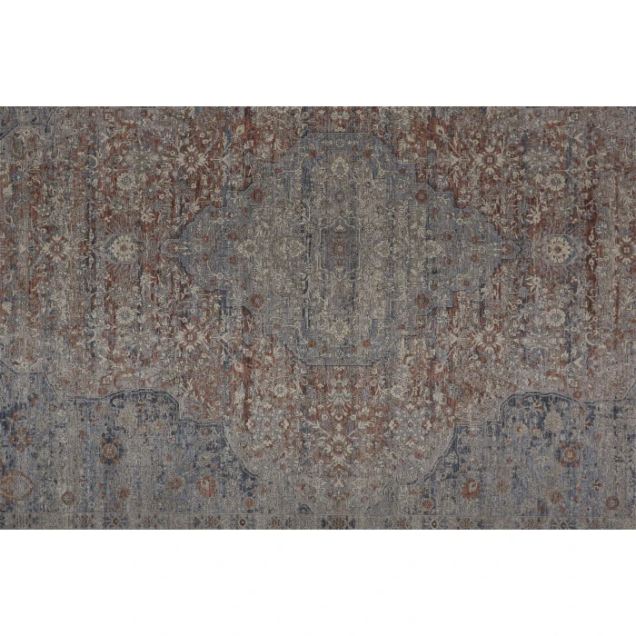 Feizy Marquette Rustic Persian Farmhouse Rug, Rust/Denim Blue, 2ft x 3ft Accent Rug
