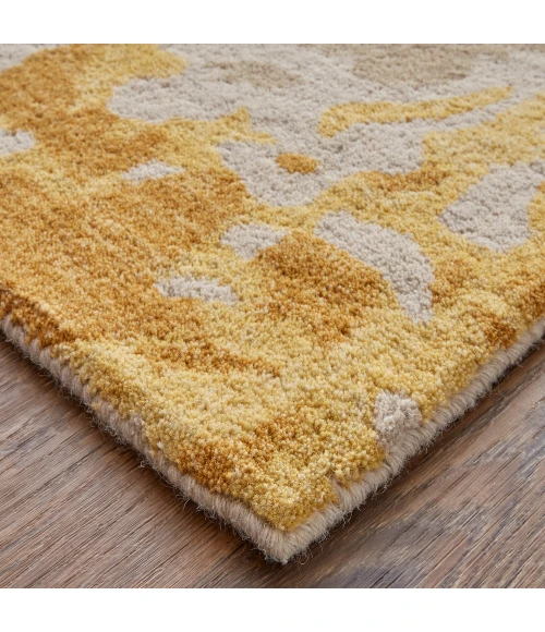 Feizy Everley Abstract Tufted Wool Rug, Sunny Yellow/Sky Blue, 5' x 8' Area Rug