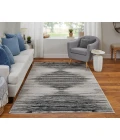 Feizy Micah Scandinavian Diamond, Black/Silver/Taupe, 9'-2" x 12' Area Rug