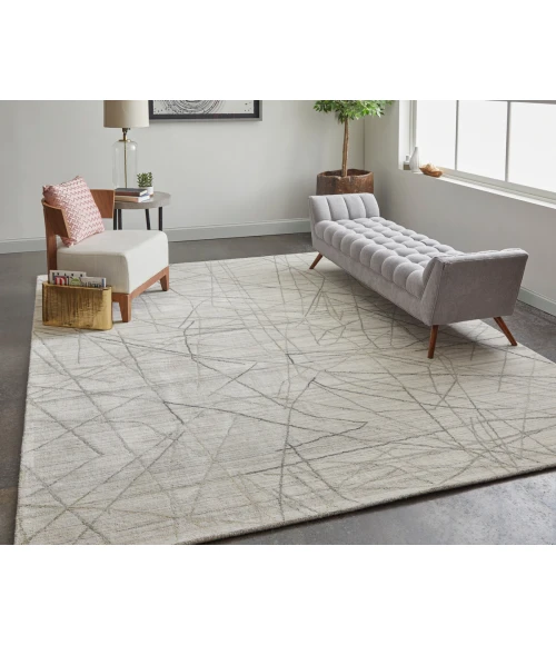 Feizy Whitton Casual Abstract, Ivory/Gray, 9' x 12' Area Rug