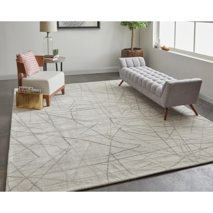Feizy Whitton Casual Abstract, Ivory/Gray, 10' x 14' Area Rug