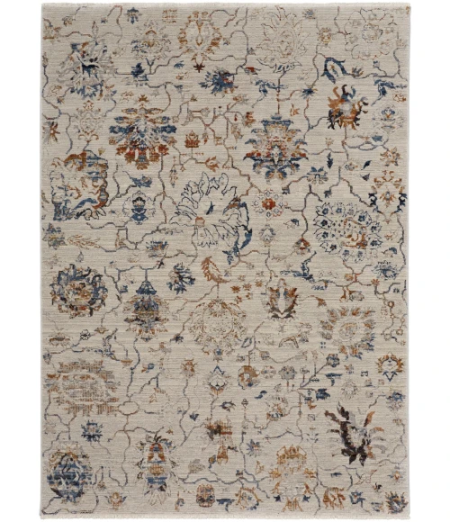 Feizy Kaia Casual Floral & Botanical, Ivory/Orange/Blue, 3' x 5' Accent Rug