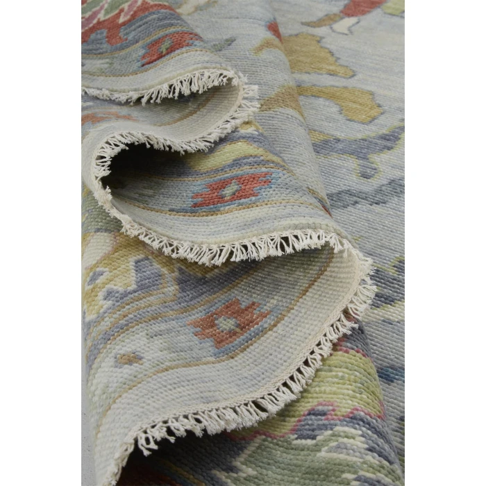 Feizy Karina Hand-Knotted Botanical Area Rug, Blue/Cool Gray, 5ft-6in x 8ft-6in