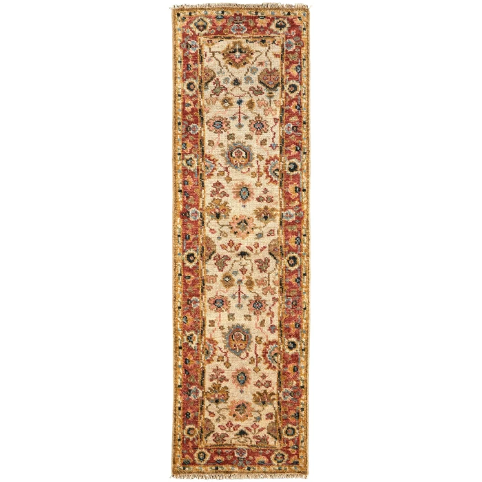 Feizy Carrington Traditional Floral Oushak, Rust Orange/Gray, 2'-6" x 8' Runner