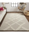 Feizy Anica Moroccan Wool Tufted Rug, Moroccan Style, Taupe/Ivory, 4ft x 6ft Accent Rug