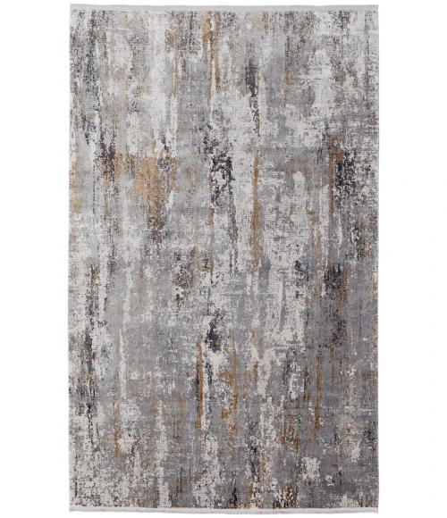 Feizy Cadiz Casual Abstract, Ivory/Gray/Gold, 12' x 18' Area Rug