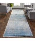 Feizy Cadiz Casual Abstract, Blue/Gray/Silver, 3'-1" x 10' Runner