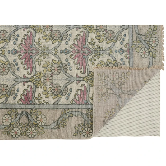 Feizy Beall Luxury Wool Rug, Arts and Crafts, Gray/Pink, 11ft - 6in x 15ft Area Rug