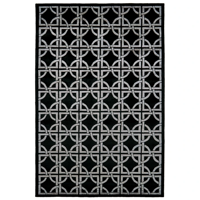 Feizy Dim Sum Global Abstract, Black/Silver, 8'-6" x 11'-6" Area Rug