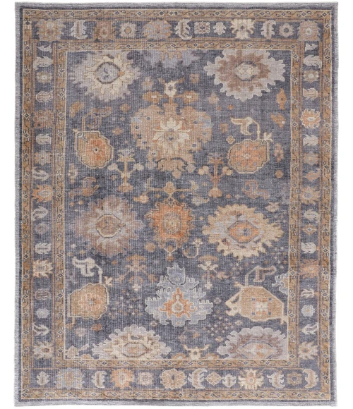 Feizy Wendover Eco-Friendly PET Oushak Area Rug, Stone Blue/Apricot Tan, 3ft-6in x 5ft-6in