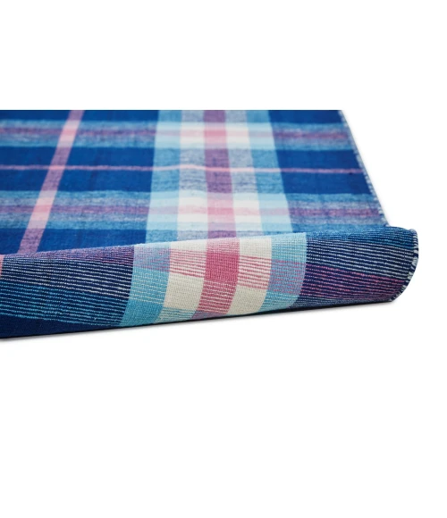 Feizy Crosby Eco-Friendly PET Dhurrie, Bright Blue/Peony Pink, 8ft x 10ft Area Rug