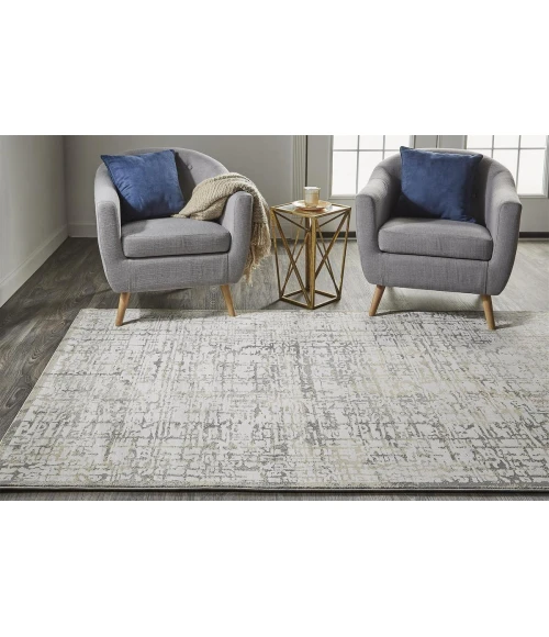 Feizy Waldor Industrial Abstract, Ivory/Gray, 8' x 11' Area Rug