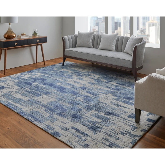 Feizy Eastfield Casual Abstract, Blue/Ivory, 2'-6" x 8' Runner