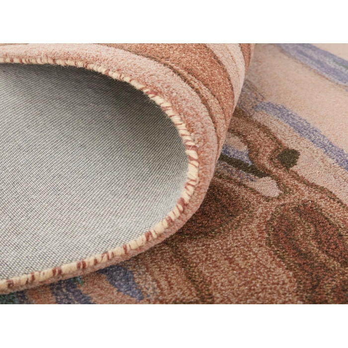 Feizy Amira Modern Watercolor Rug, Copper/Dusty Pink/Turquoise, 9ft x 12ft Area Rug
