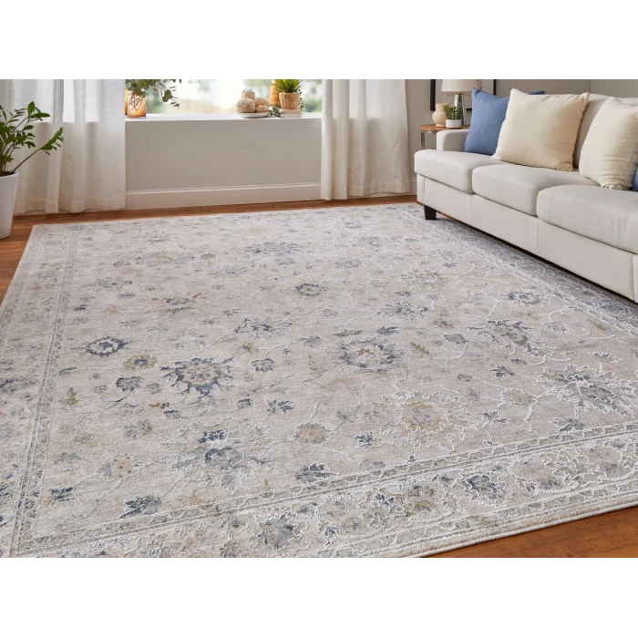 Feizy Pasha BEIGE/BLUE PAS39M7F 2 ft. X 3 ft. Rectangle Rug