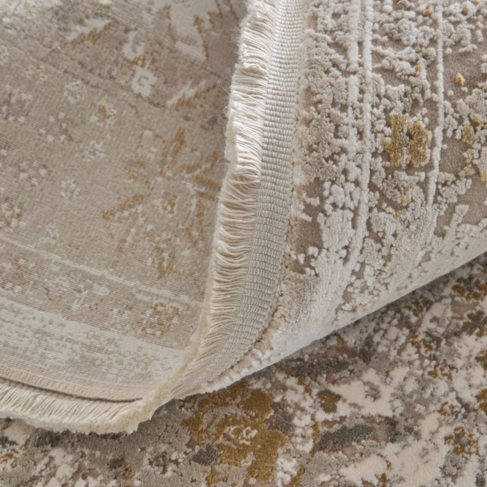 Feizy Cadiz Ivory/Gray/Gold 86639SZF 9ft.9in. x 13ft.2in. Rect. Rug