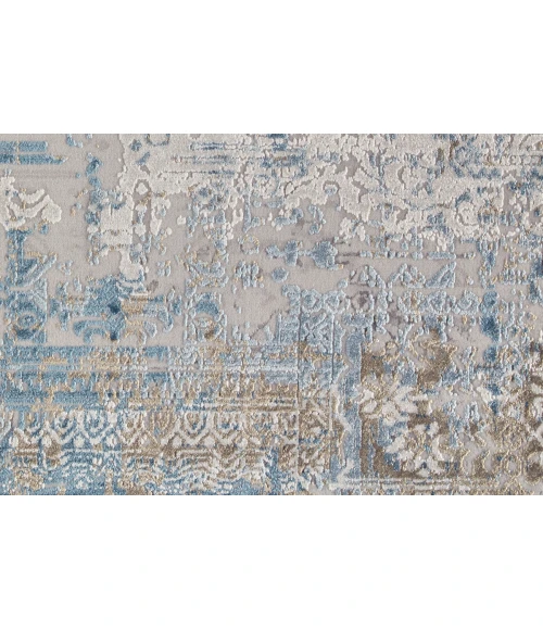 Feizy Cadiz Industrial Abstract, Blue/Gray/Gold, 13' x 20' Area Rug