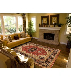 Feizy Ustad 6112F RED/BLACK Area Rug 5 ft. 6 in. X 8 ft. 6 in. Rectangle