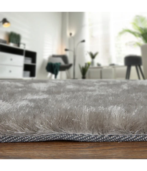 Feizy Indochine Luxury & Glam Solid, Gray/Silver, 8' x 8' Round Rug