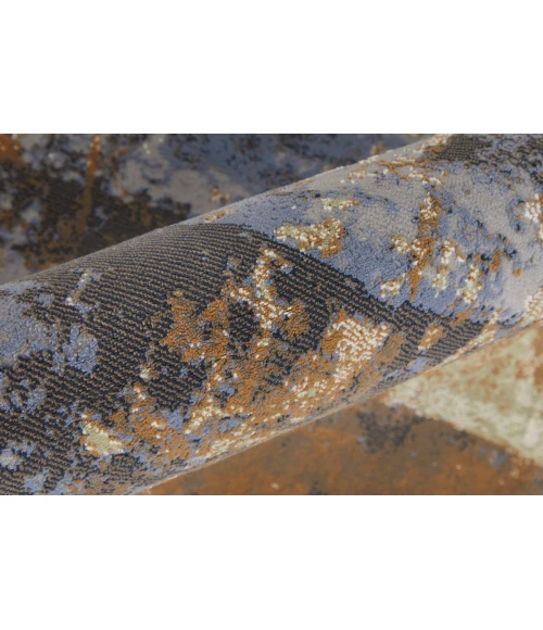 Feizy Clio Casual Abstract, Brown/Blue/Ivory, 3'-10" x 6' Accent Rug