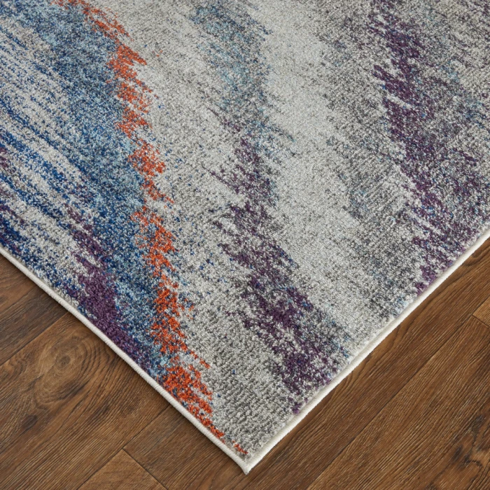 Feizy Edgemont Casual Abstract, Blue/Gray/Orange, 10' x 14' Area Rug