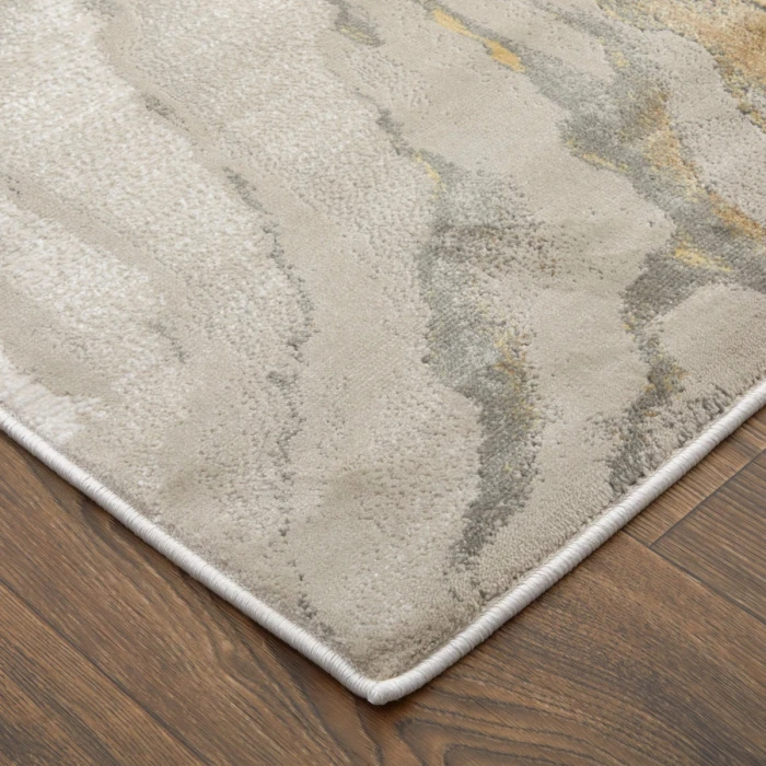 Feizy Waldor Casual Watercolor, Gold/Ivory/Gray, 6'-7" x 9'-6" Area Rug