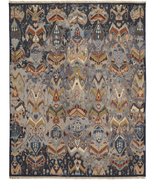 Feizy Leylan Bohemian & Eclectic Ikat, Blue/Gray/Tan, 11'-6" x 15' Area Rug