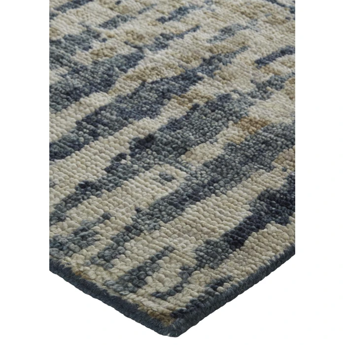 Feizy Palomar Luxe Hand-Knot Abstract Area Rug, Denim Blue, 2x6in x 8ft