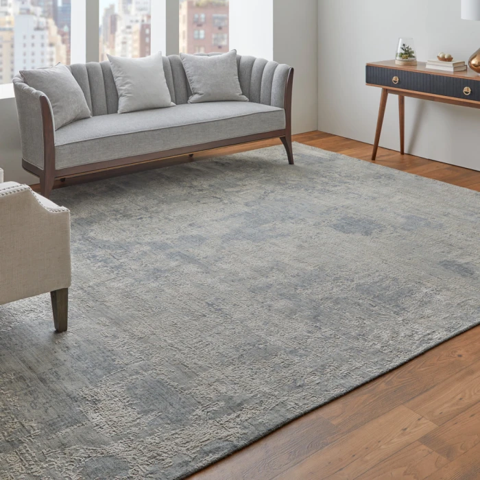 Feizy Eastfield Casual Abstract, Silver/Gray, 8' x 8' Round Rug