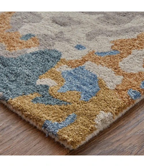 Feizy Everley Casual Abstract, Gray/Blue/Gold, 12' x 15' Area Rug