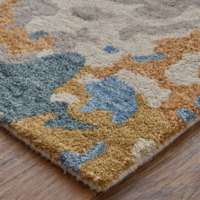Feizy Everley Abstract Tufted Wool Rug, Opal Gray/Blue/Bronze, 8' x 10' Area Rug