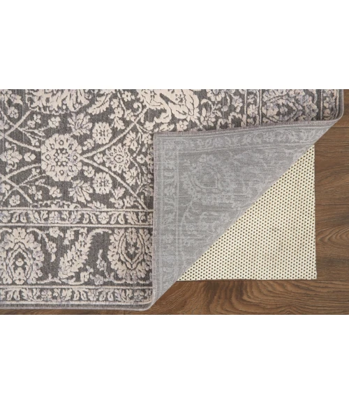 Feizy Thackery Transitional Oriental Rug, Charcoal/Bone White, 5ft-6in x 5ft-6in Round