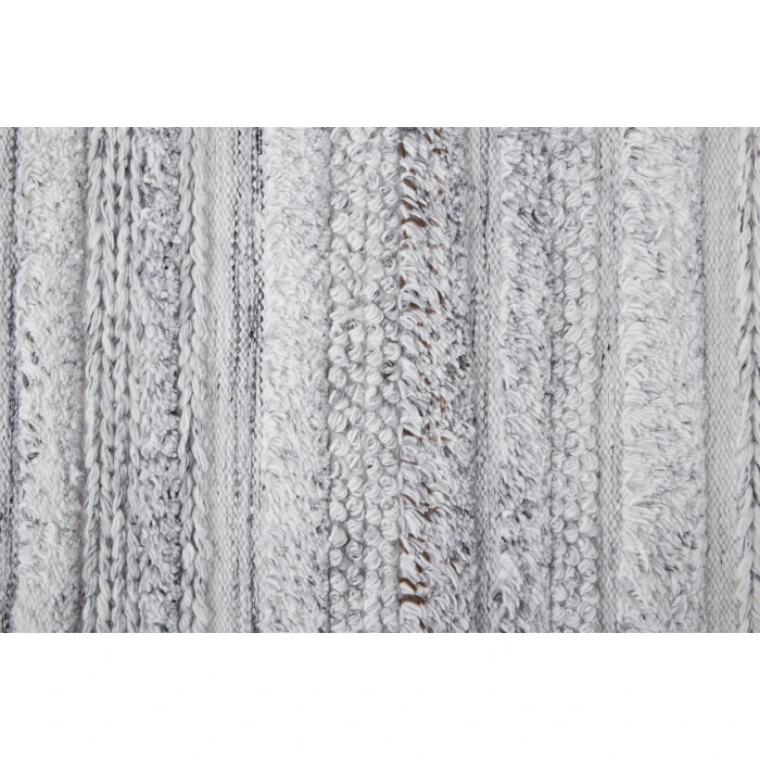 Feizy Alden Contemporary Bohemian Shag Rug, Ivory/Light Gray, 9ft x 12ft Area Rug