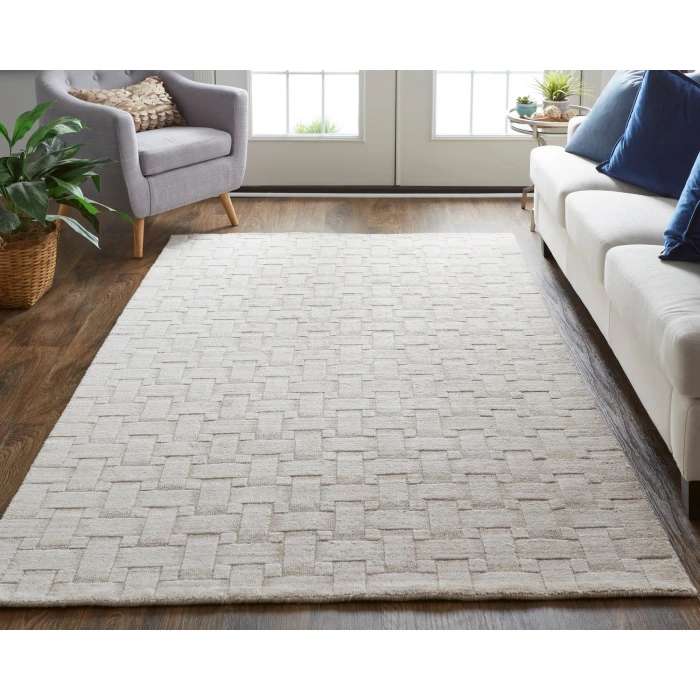 Feizy Redford Minimal Viscose Rug, Beige, 12' x 15' Area Rug