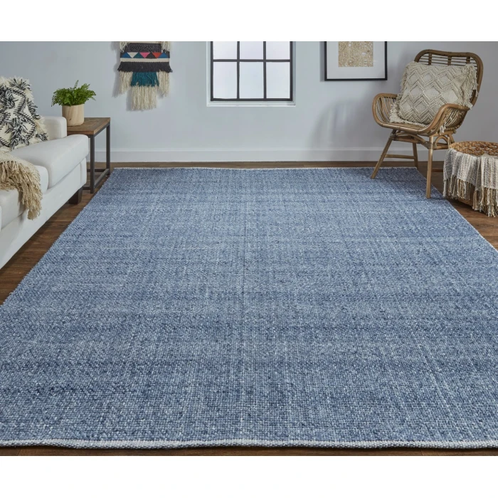 Feizy Naples Space Dyed In/Outdoor Flatweave, Navy/Denim Blue, 8ft x 10ft Area Rug