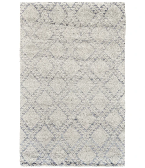 Feizy Abytha Global Diamond, Gray/Blue/Ivory, 9'-6" x 13'-6" Area Rug