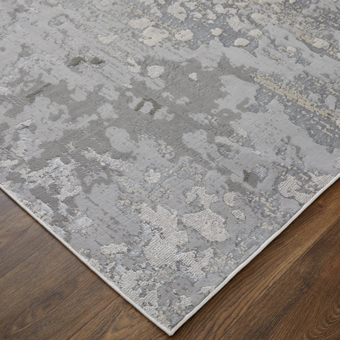 Feizy Micah Industrial Abstract, Silver/Gray/White, 3'-11" x 6' Accent Rug
