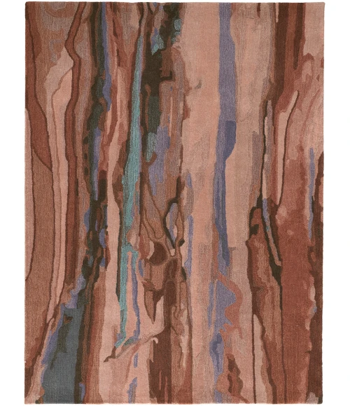 Feizy Amira Modern Watercolor Rug, Copper/Dusty Pink/Turquoise, 8ft x 10ft Area Rug