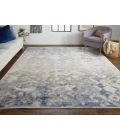 Feizy Laina Industrial Gradient & Ombre, Tan/Ivory/Blue, 7'-10" x 9'-6" Area Rug